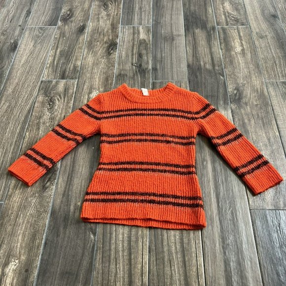 Free People Medium Women's Orange and black striped sweater wool blend - Picture 1 of 6